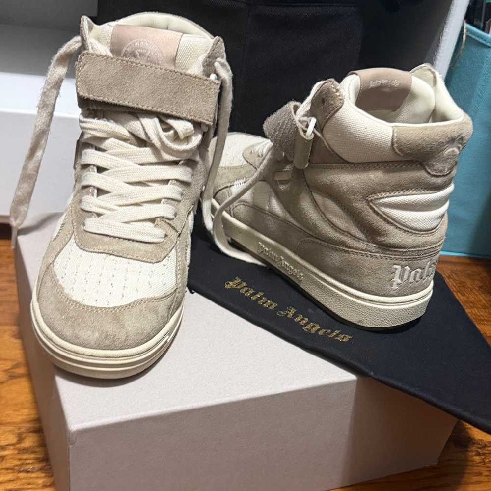 Palm Angels Beige High-Top Sneakers